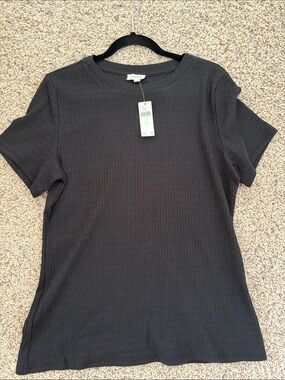 Pilcro textured rib layering tee, black, XL